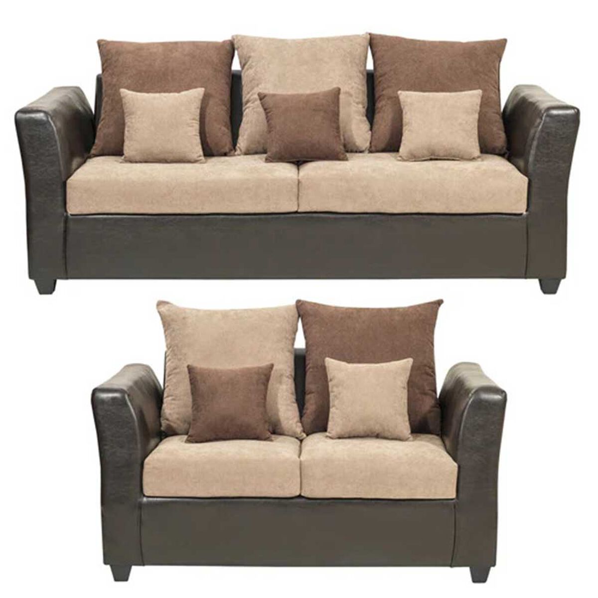 Juego de Living Deco Class Venecia Sofá 3 Cuerpos + Sofá 2 Cuerpos  Café Beige