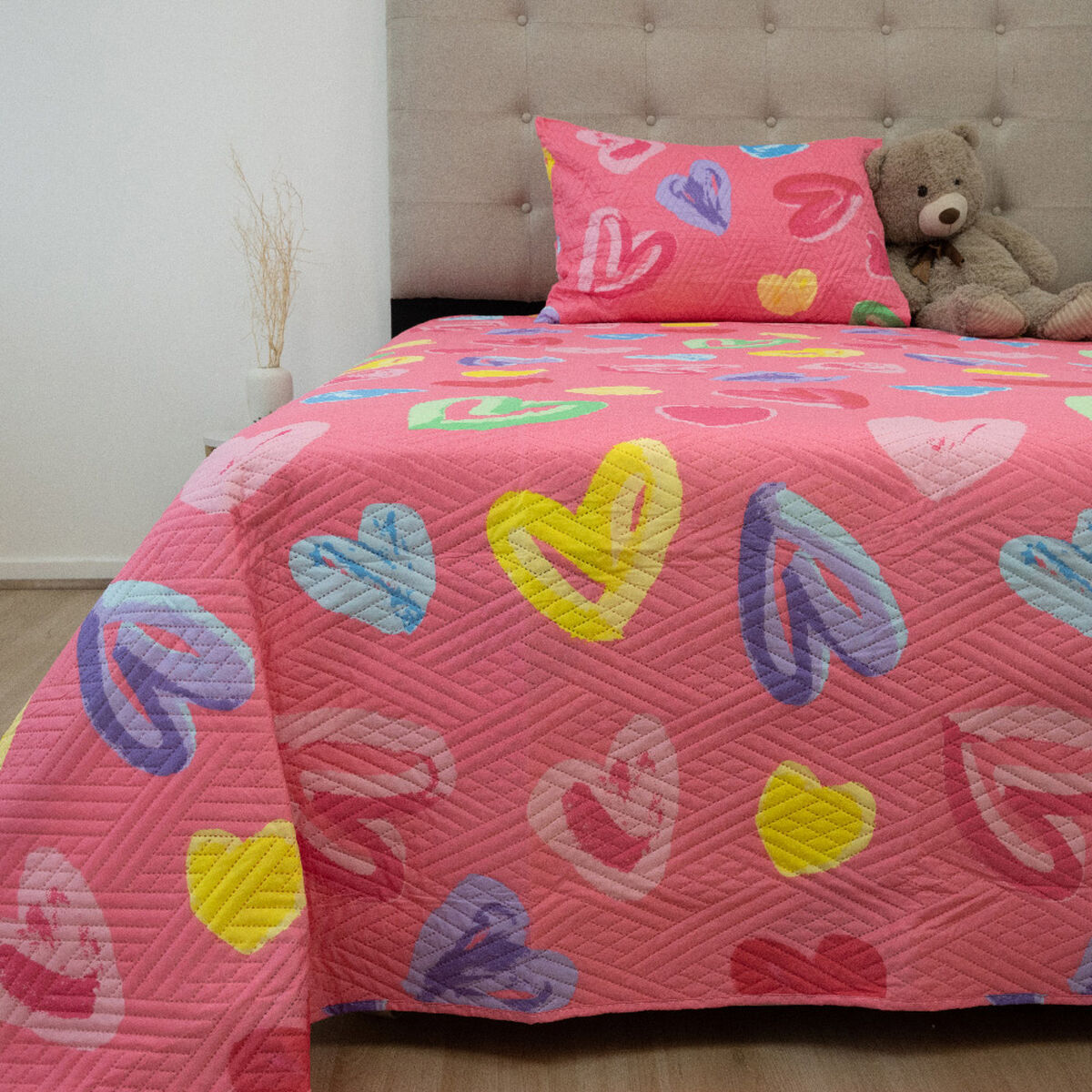 Quilt Doral Hotpress Infantil 1,5 Plazas Corazones