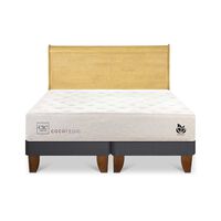 Cama Europea CIC Base Dividida 2 Plazas Cocopedic + Respaldo Miro Mostaza