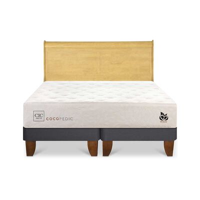 Imagen 1 del producto Cama Europea CIC Base Dividida 2 Plazas Cocopedic + Respaldo Miro Mostaza