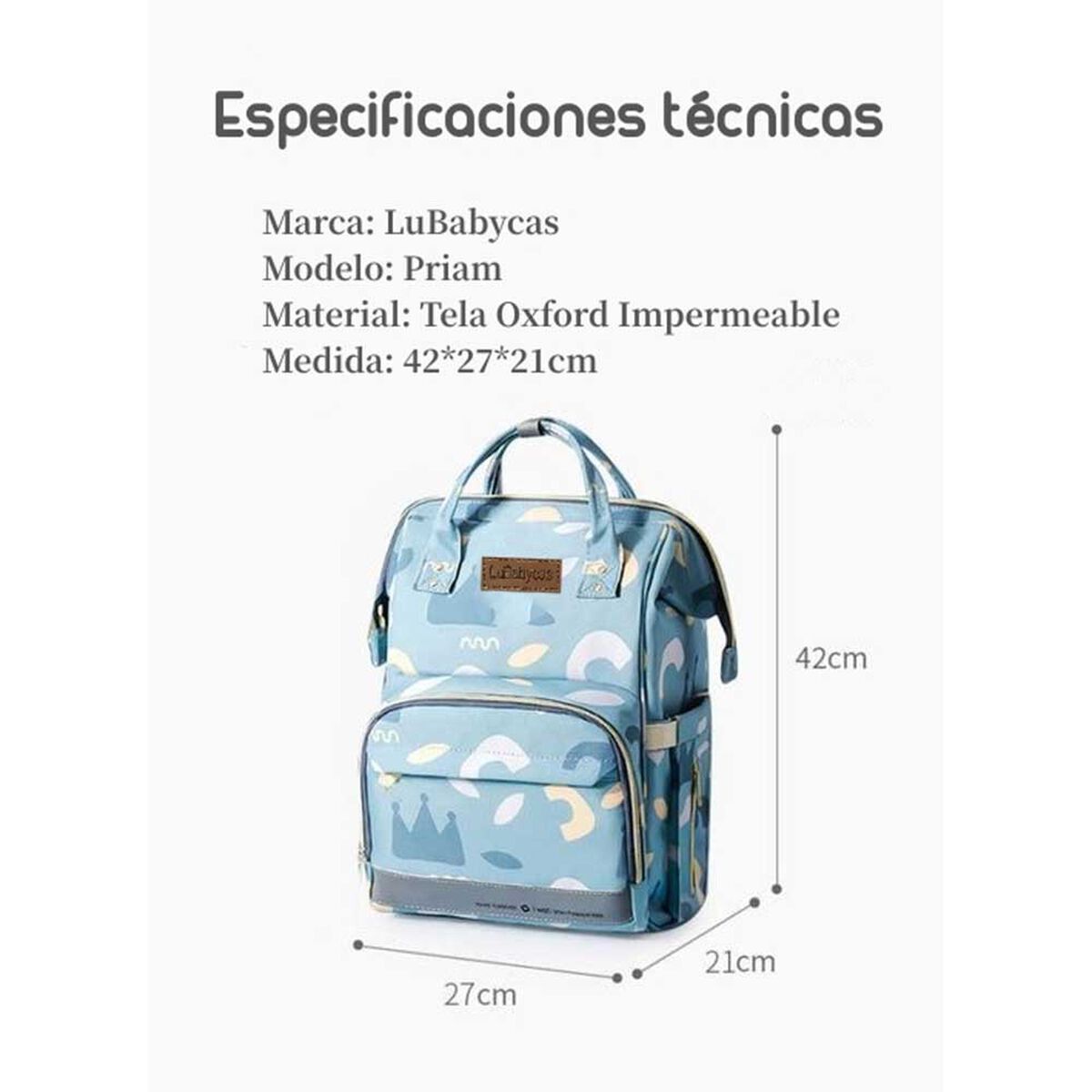 Mochila Maternal Impermeable con Usb Lubabycas Gris