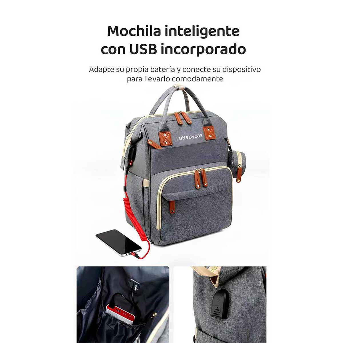 Mochila Maternal Lubabycas Impermeable con Accesorios Azul