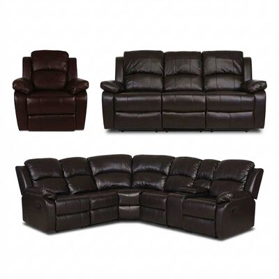 Juego de Living Reclinable CIC Valencia 3C+1C + Seccional Andaluc&iacute;a 5C Caf&eacute; Chocolate
