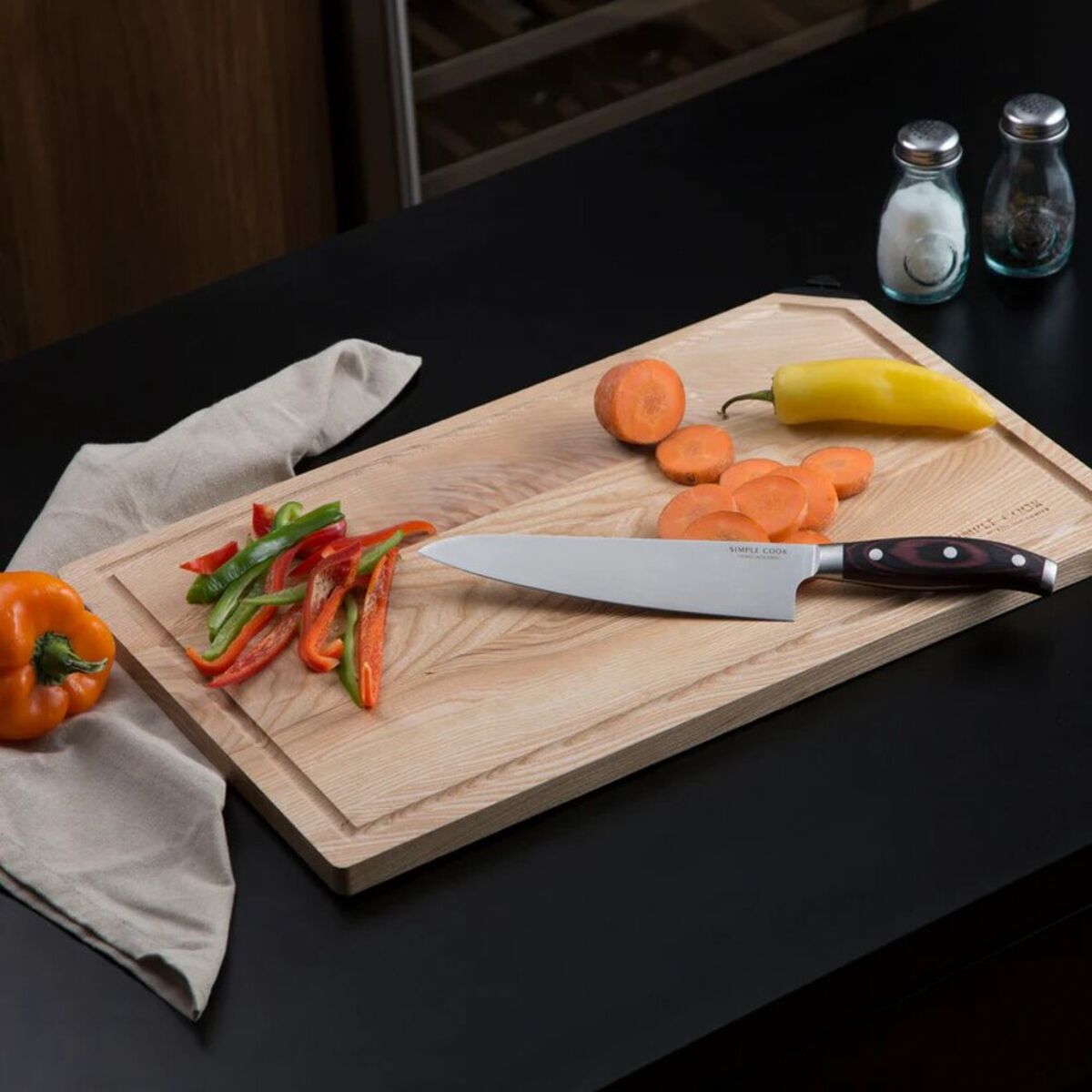 Set Cuchillo y Tabla Madera Simple Cook Arizona 2 Piezas