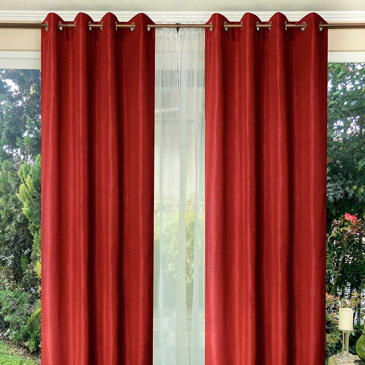Combo Cortinas Doral Tabatha 220 x 140 cm Rojo