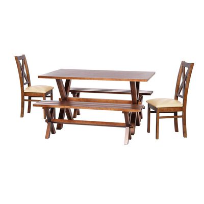 Juego de Comedor Latam Home Sevilla Segovia 2 Sillas + 2 Bancas PU Beige