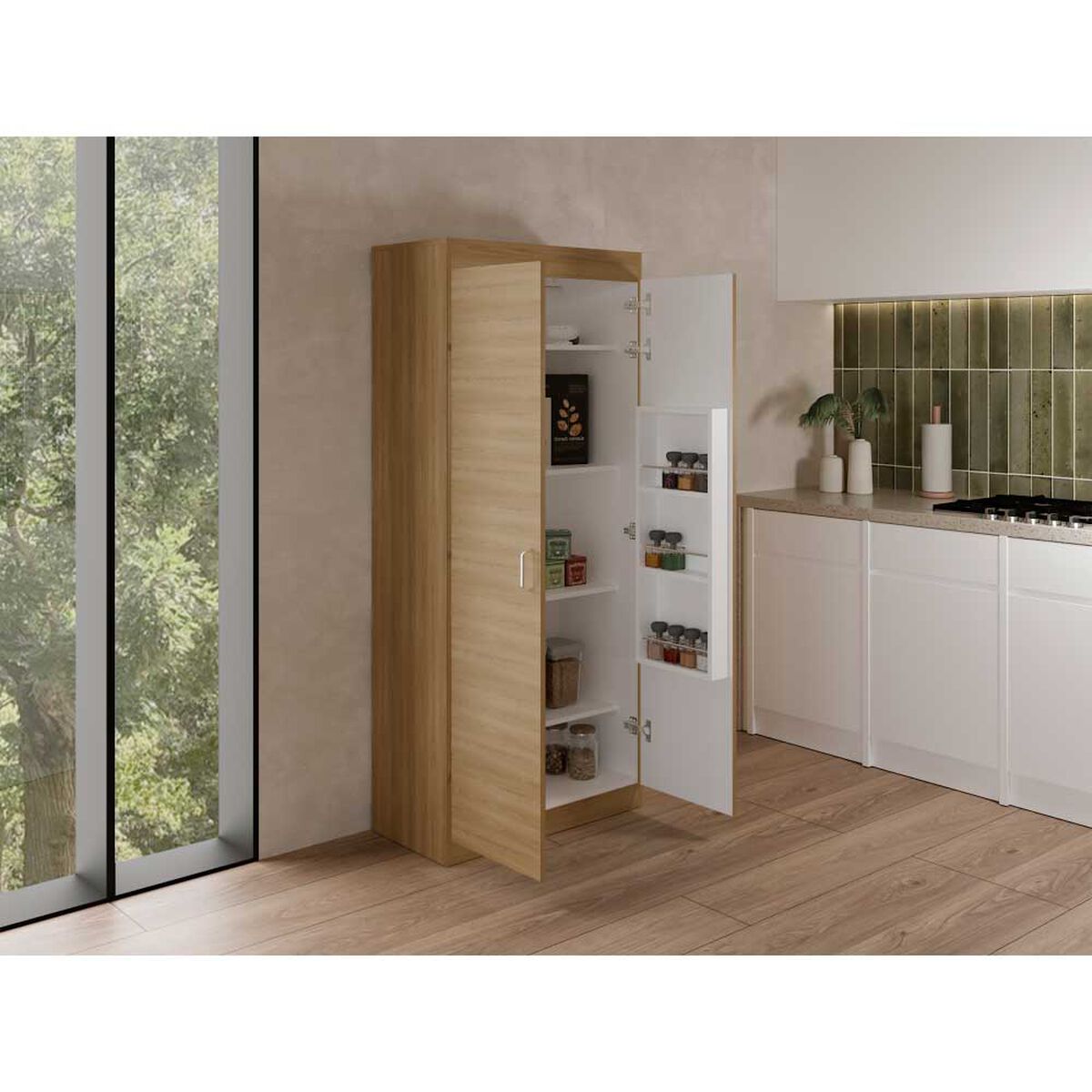 Despensa TuHome Varese 2 Puertas Blanco Fresno Europeo