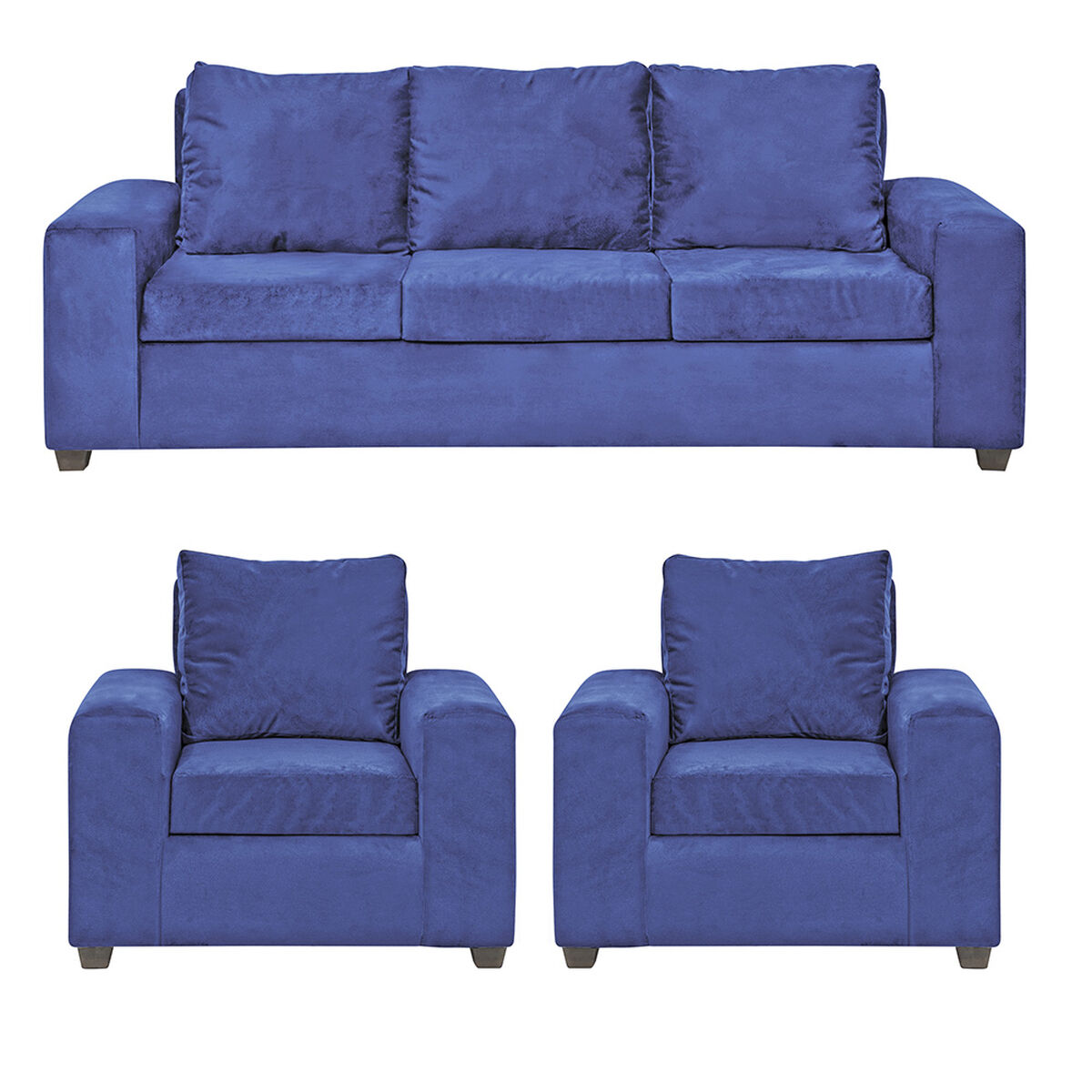 Juego de Living Innovamuebles Kahlo Sofá 3 Cuerpos + Dos Sillones 1 Cuerpo Azul
