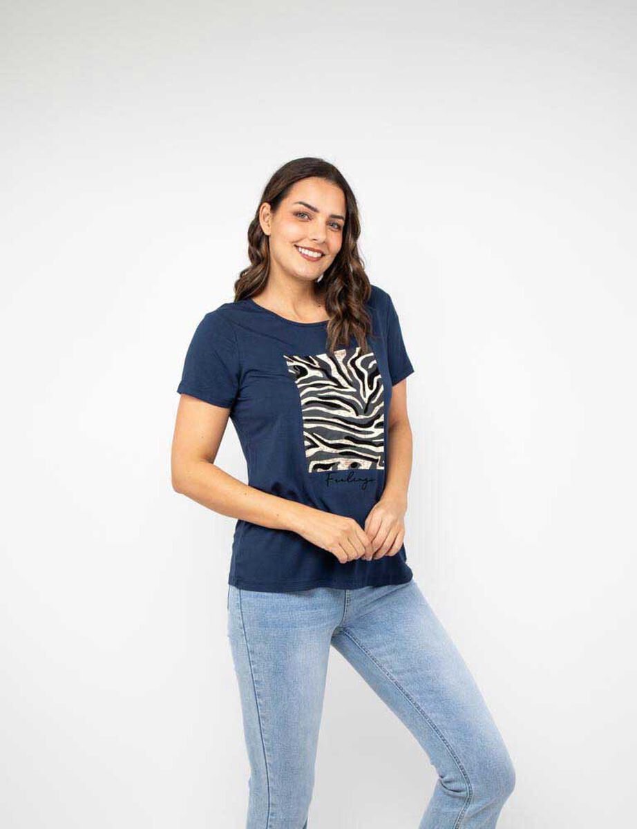 Polera Con Estampado Manga Corta Mujer Zibel