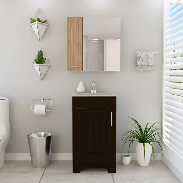 Combo Botiquín + Mueble Lavamanos TuHome My Bath Miel Coñac
