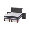 Cama Europea CIC Base Dividida 2 Plazas Ortopedic + Respaldo + 2 Veladores Dublin