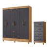 Combo Cl&oacute;set 6 Puertas 2 Cajones + C&oacute;moda 4 Cajones Vekkahome Mobi Gris