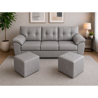 Sof&aacute; + 2 Puff  Dise&ntilde;o A&M Home Grecia 5 Cuerpos Gris