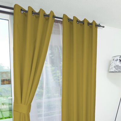 Combo Cortinas Doral Rustico 220 x 140 cm Mostaza