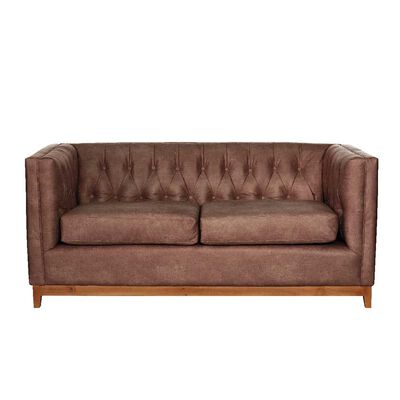 Sofá Latam Home Cuero Colorado Roma 2 Cuerpos Caramelo
