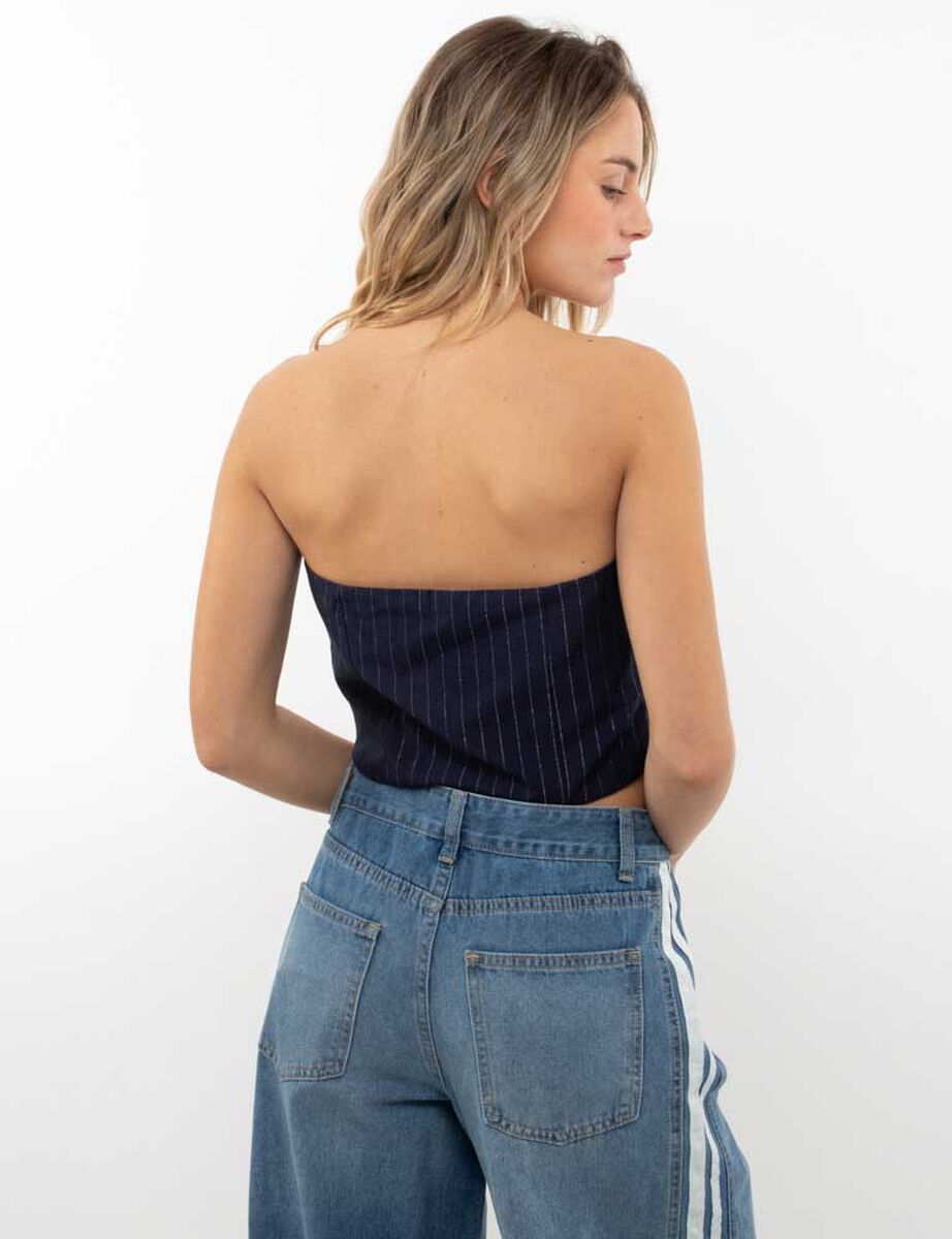 Polera Crop Strapless Sastrera Mujer Icono