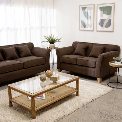 Imagen 2 del producto Juego de Living Almore Turin Tela Sofá 3 Cuerpos + Sofá 2 Cuerpos Gris