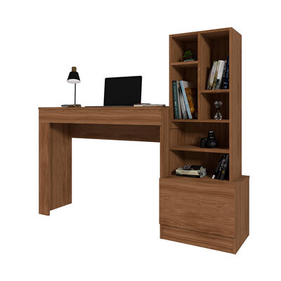 Escritorio + Estante Vekkahome Linda 1 Puerta Café