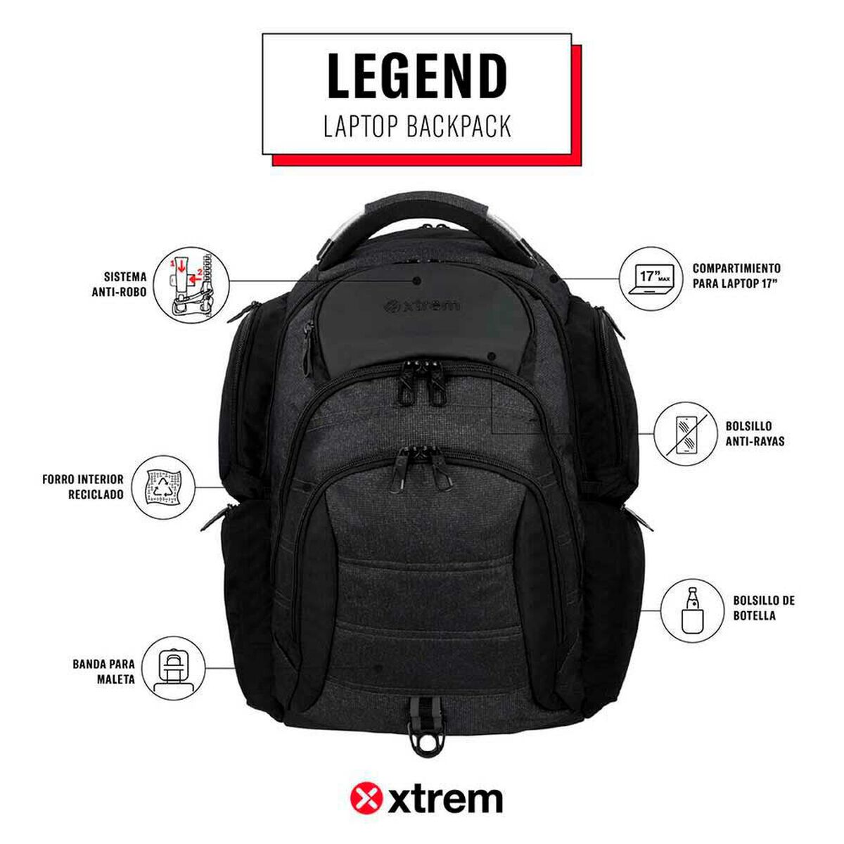 Mochila Notebook Xtrem Legend 5XT Gris 17"