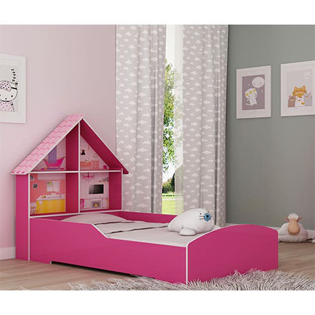 Cama Infantil Decocasa 1 Plaza Casinha Rosa