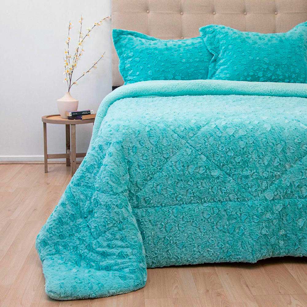 Cubrecama Doral King Turquesa Senses