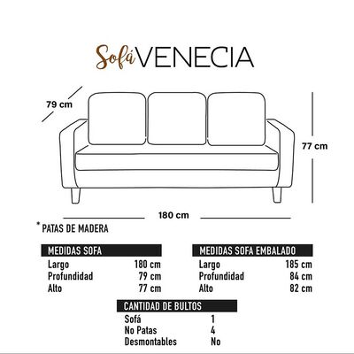 Imagen 2 del producto Sofá Latam Home Venecia 3 Cuerpos Beige