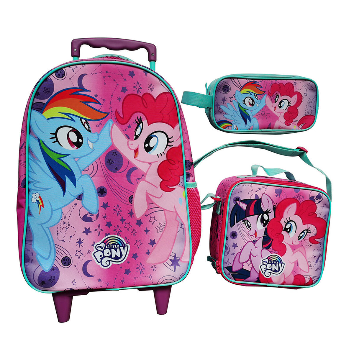 Pack Mochila con Ruedas + Lonche + Estuche Escolar My Little Pony