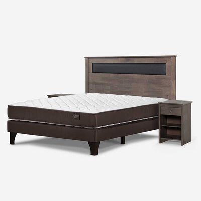 Imagen 2 del producto Cama Europea Rosen 2 Plazas New Ergo T + Respaldo Ferrera Gris + 2 Veladores