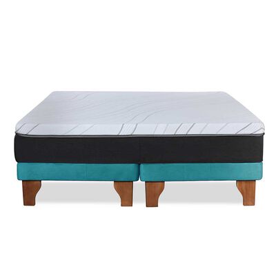 Imagen 2 del producto Cama Europea Latam Home Base Dividida Súper King Zen Top Foam Visco Velvet Turquesa