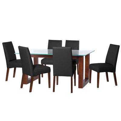 Juego de Comedor Latam Home Pamplona Segovia 6 Sillas Cuero Beige