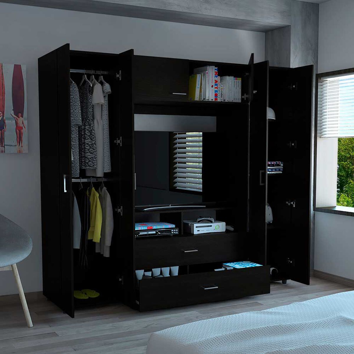 Closet Tuhome Z-200 6 Puertas 2 Cajones Wengue
