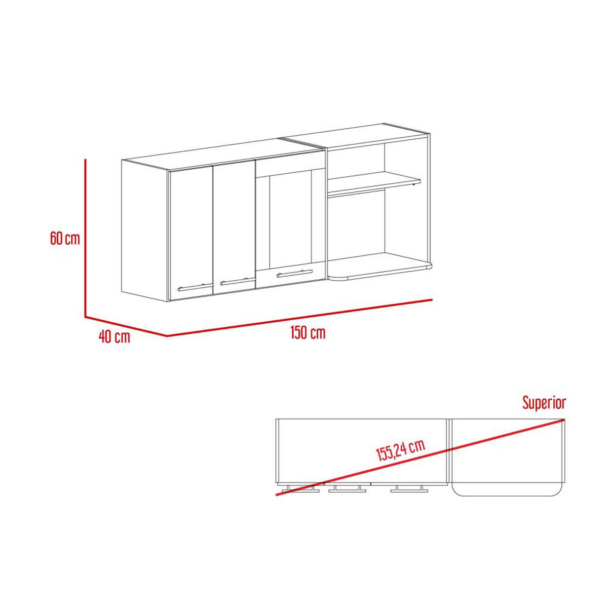 Mueble de Cocina Superior TuHome Hasselt 5 Puertas Gris Rovere