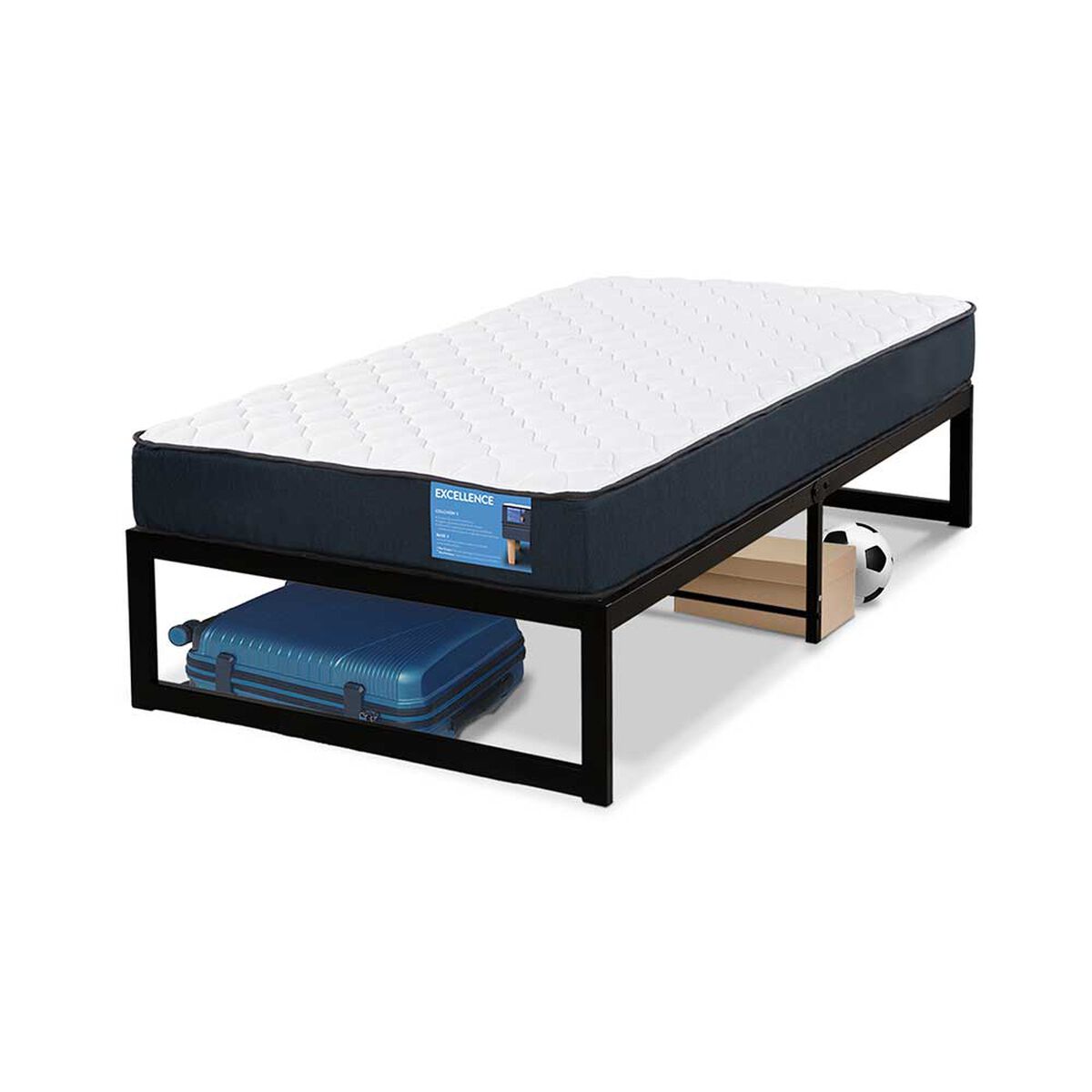Cama Europea CIC Iron Smart 1,5 Plazas Excellence + Faldón