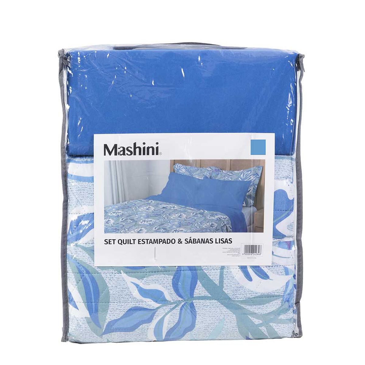 Set Cubrecama + Juego de Sábanas Mashini 2 Plazas Aloe