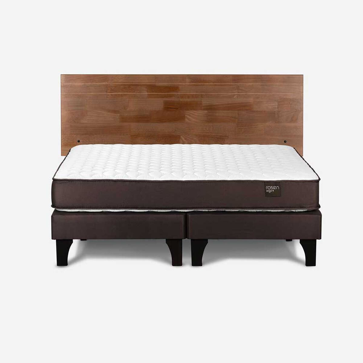 Cama Europea Rosen Base Dividida 2 Plazas Ergo T + Respaldo Tabor Caf&eacute;