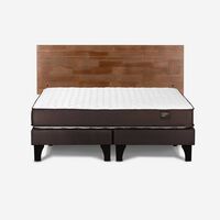 Cama Europea Rosen Base Dividida 2 Plazas Ergo T + Respaldo Tabor Café