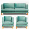 Juego de Living Barra Design Larisa Sof&aacute; 3 Cuerpos + Dos Sillones 1 Cuerpo Verde Claro