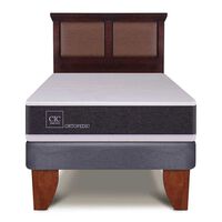 Cama Europea CIC 1,5 Plazas New Ortopedic + Respaldo New Torino Chocolate