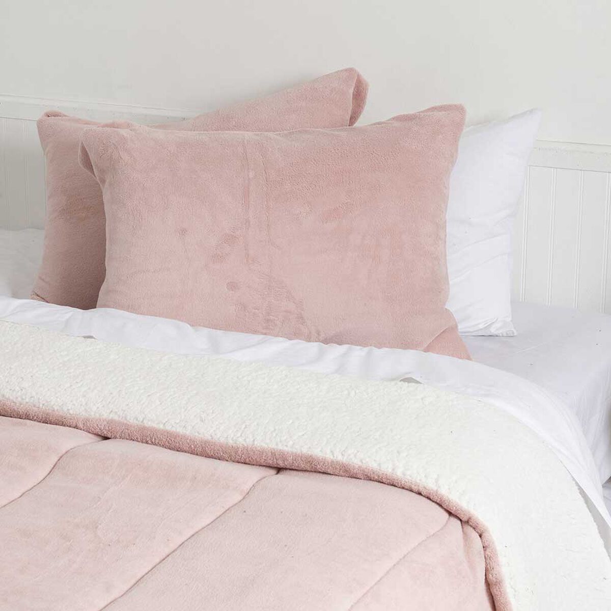 Plumón Coral Sherpa Mashini 2 Plazas Liso Rosado
