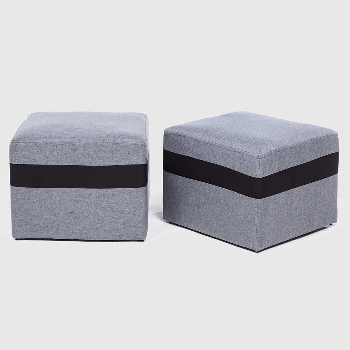Juego de Living Paris Sofá 3 Cuerpos + Dos Pouf 1 Cuerpo Gris Negro