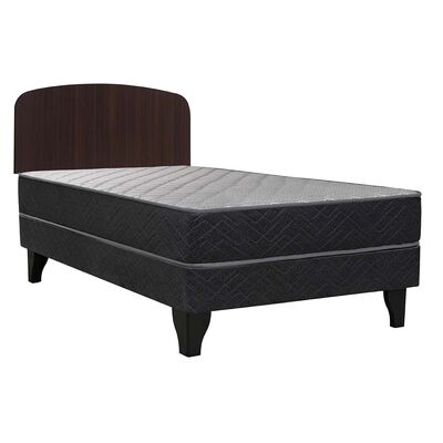 Cama Europea Celta 1 Plaza Atlantis Black + Respaldo Asturias