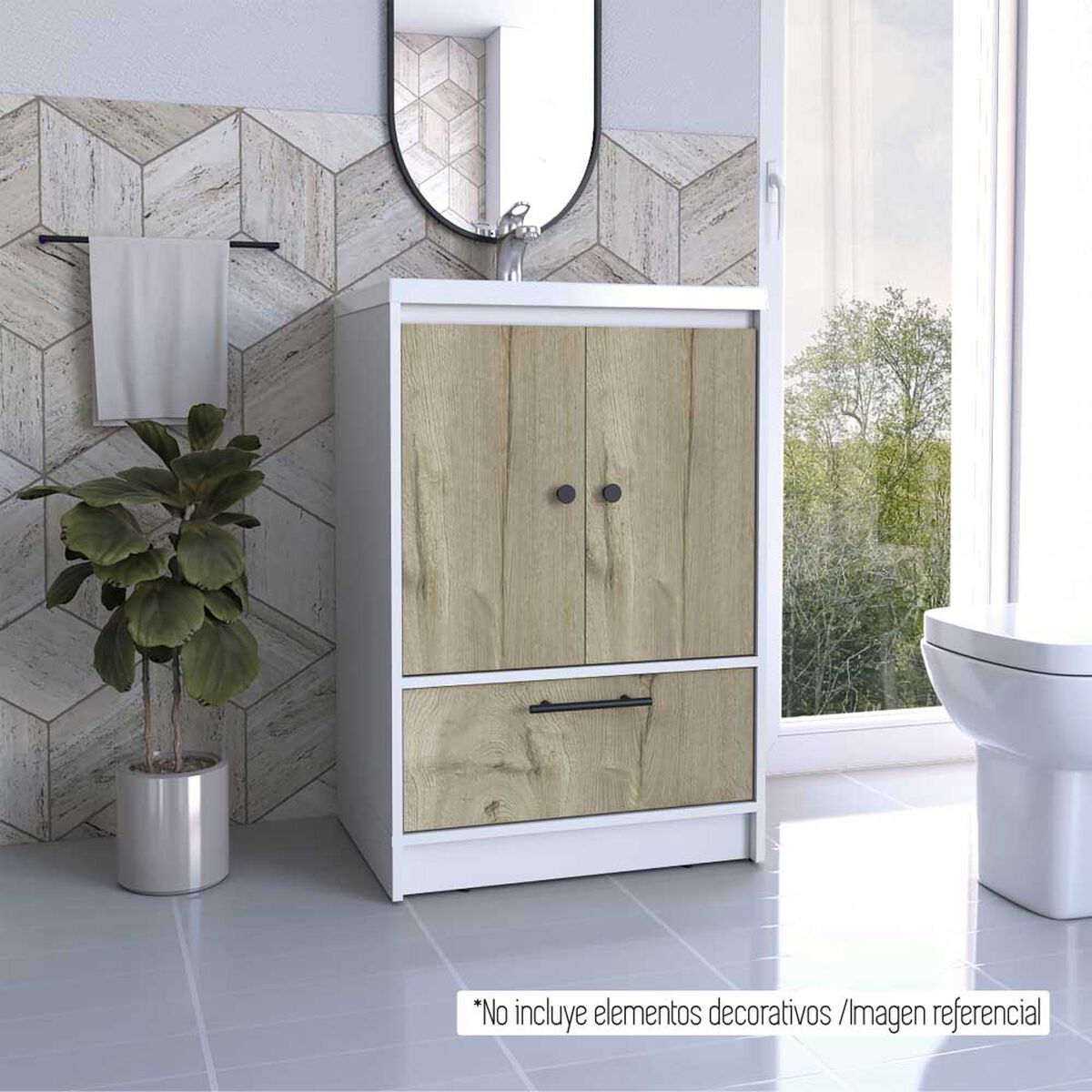 Mueble Lavamanos TuHome Bath Bi Color 2 Puertas 1 Caj&oacute;n Duna Blanco