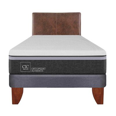 Cama Europea CIC 1,5 Plazas Ortopedic Advance + Respaldo Baker