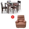Combo Juego de Comedor Casanova Roma 4 Sillas + Bergere Casanova York Café