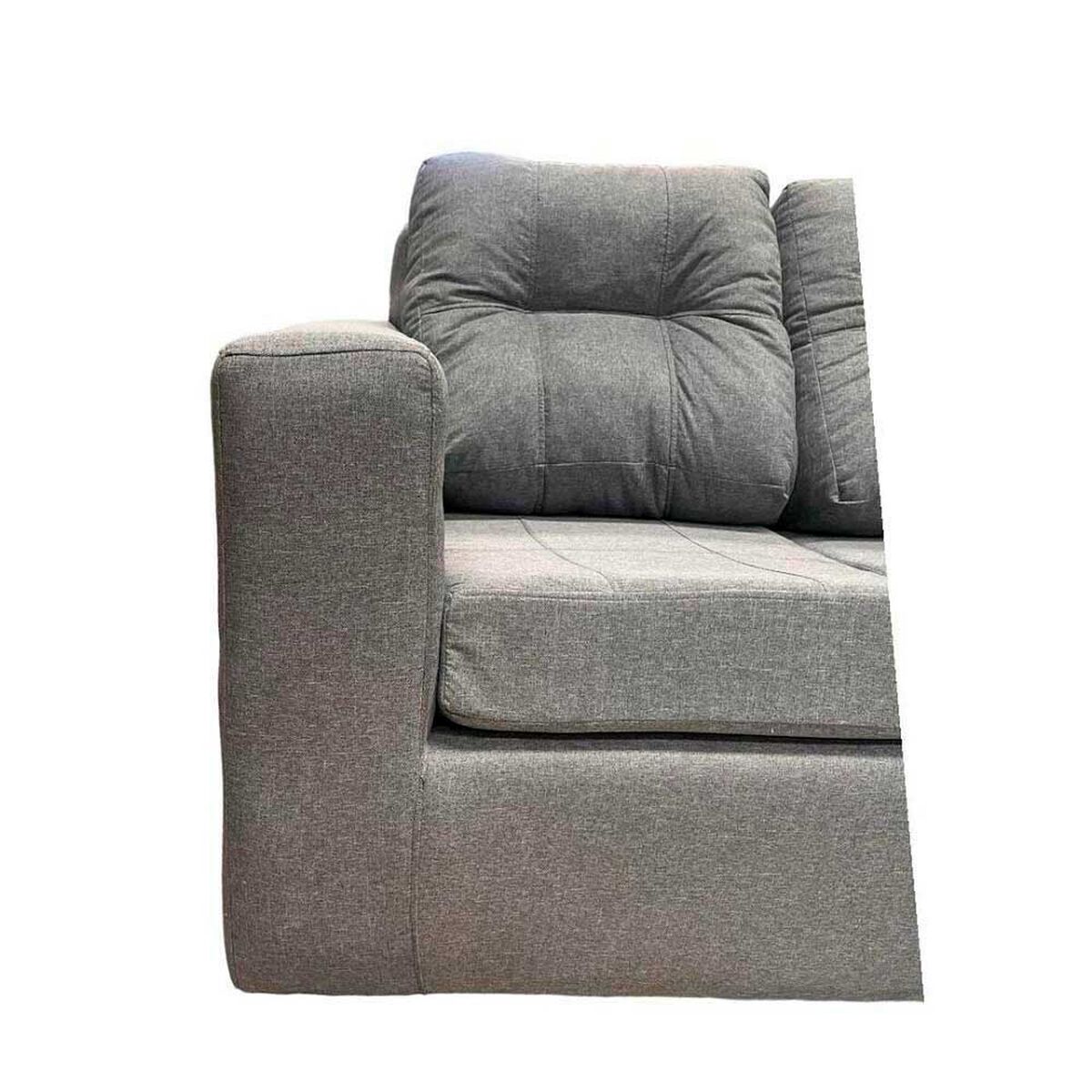 Juego de Living Kea Nize Sof&aacute; 3 Cuerpos + Dos Pouf Tela Gris