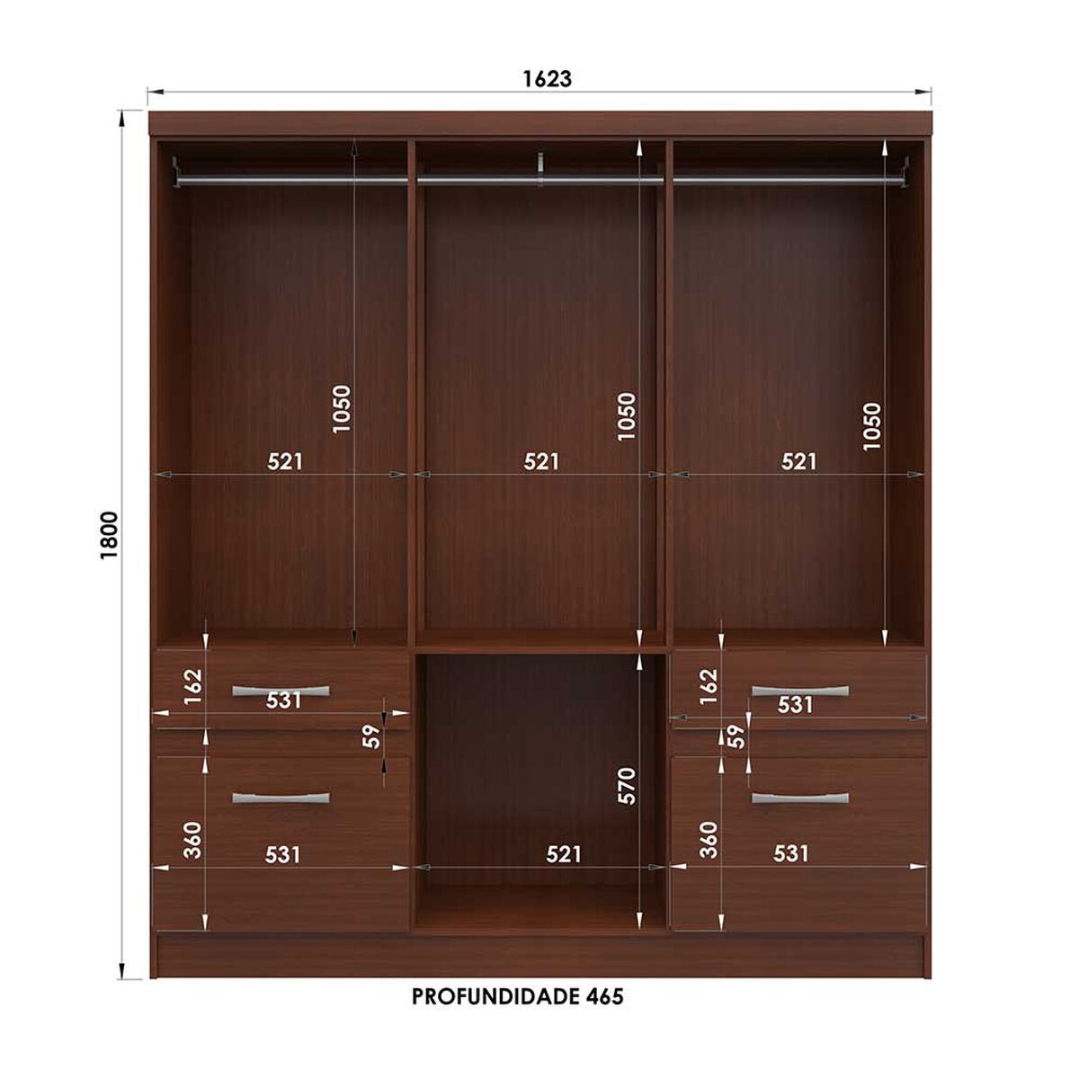 Clóset Yardas B544 6 Puertas 2 Cajones