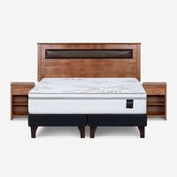 Cama Europea Rosen 2 Plazas Art 4 + Respaldo + Velador Ferrara Chocolate