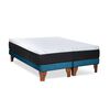 Cama Europea Latam Home Base Dividida 2 Plazas Zen Top Foam Hybrid Velvet Azul Petr&oacute;leo