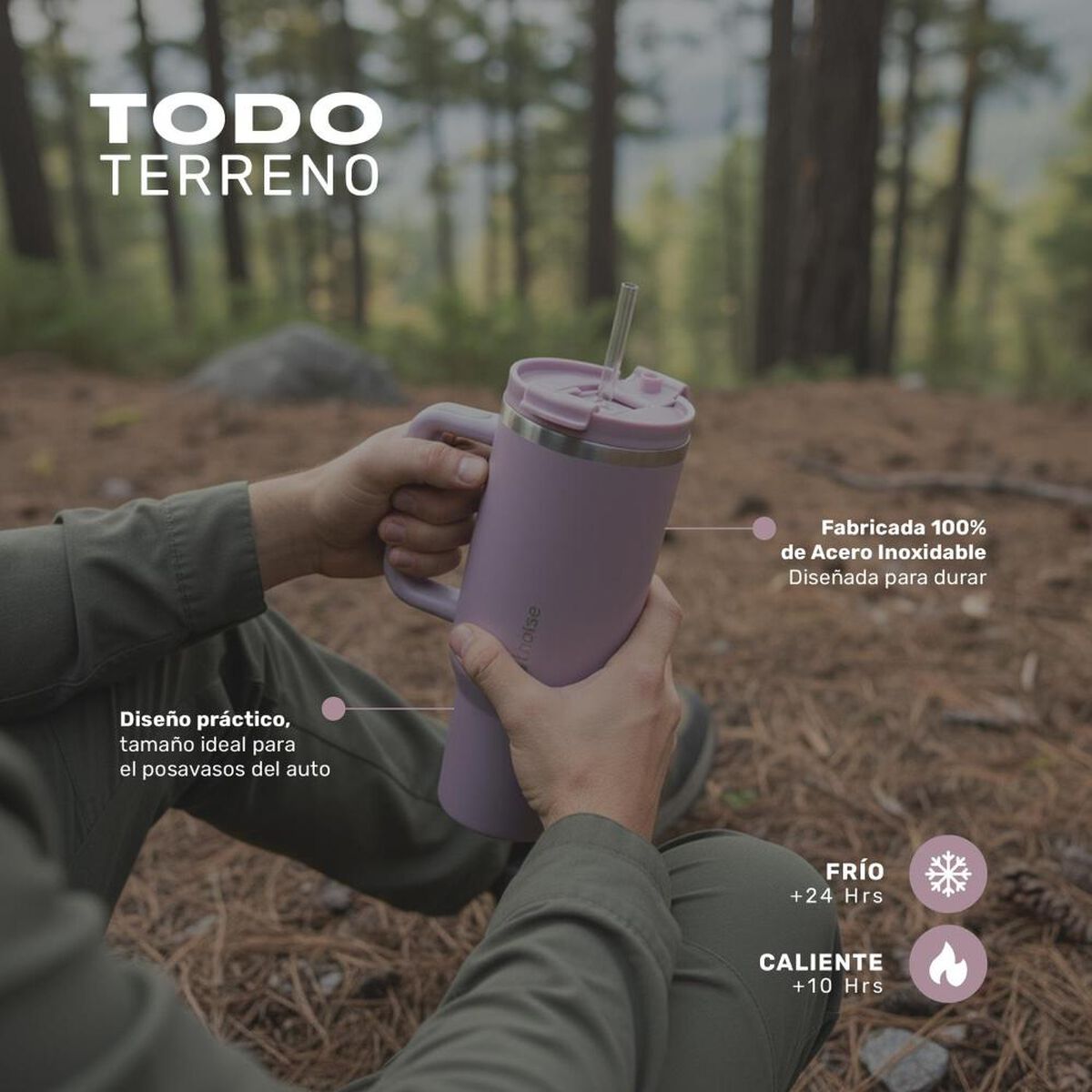 Vaso T&eacute;rmico Tumbler Lhotse Acero Inoxidable con Tapa 1180ml Lila