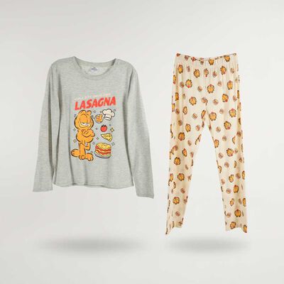 Imagen 2 del producto Pijama Largo Mujer Garfield Gris
